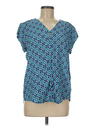 Pre-owned Liz Claiborne Short Sleeve Blouse In Blue