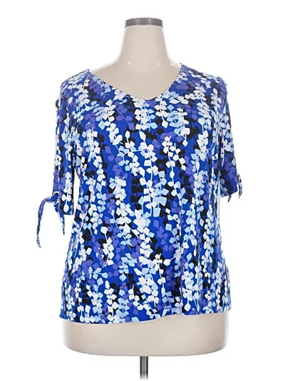 Liz Claiborne Short Sleeve Blouse In Blue