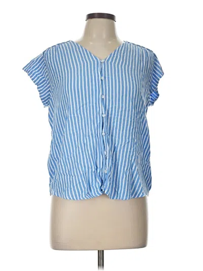 Pre-owned Liz Claiborne Short Sleeve Blouse In Blue