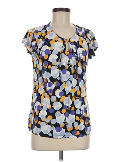 Pre-owned Liz Claiborne Short Sleeve Blouse In Blue