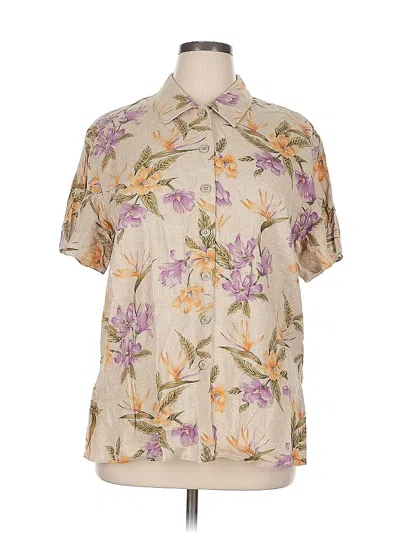 Pre-owned Liz Claiborne Short Sleeve Blouse In Brown