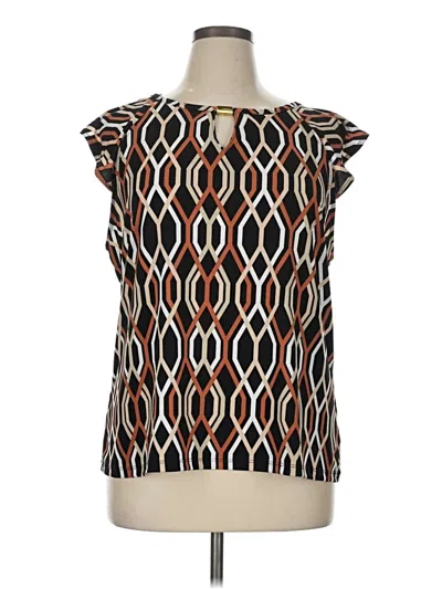Pre-owned Liz Claiborne Short Sleeve Blouse In Brown