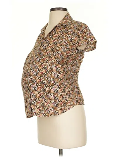 Pre-owned Liz Claiborne Short Sleeve Blouse In Brown