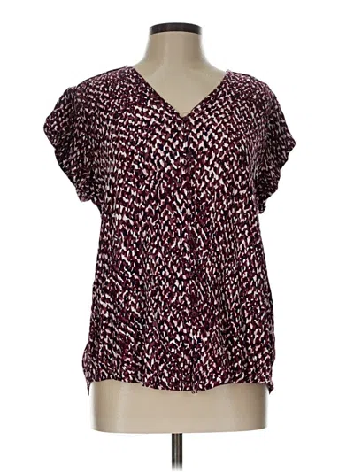Pre-owned Liz Claiborne Short Sleeve Blouse In Burgundy