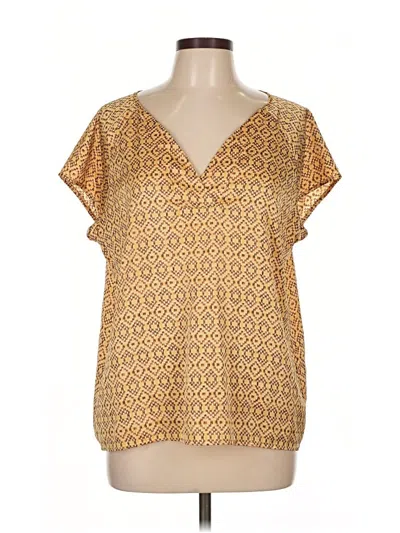 Pre-owned Liz Claiborne Short Sleeve Blouse In Gold
