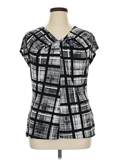 Pre-owned Liz Claiborne Short Sleeve Blouse In Gray