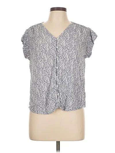 Pre-owned Liz Claiborne Short Sleeve Blouse In Gray