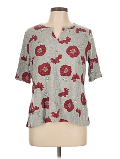 Pre-owned Liz Claiborne Short Sleeve Blouse In Gray