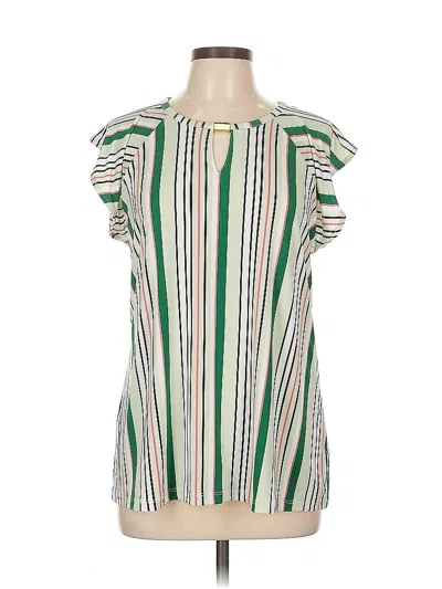Pre-owned Liz Claiborne Short Sleeve Blouse In Green