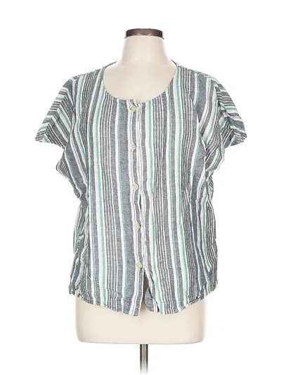 Pre-owned Liz Claiborne Short Sleeve Blouse In Green