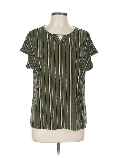 Pre-owned Liz Claiborne Short Sleeve Blouse In Green