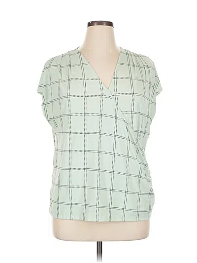 Pre-owned Liz Claiborne Short Sleeve Blouse In Green