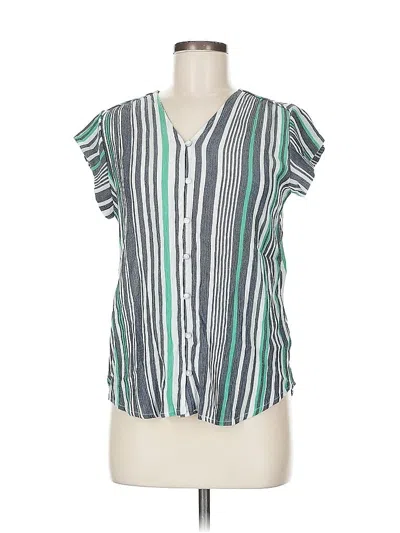Pre-owned Liz Claiborne Short Sleeve Blouse In Green