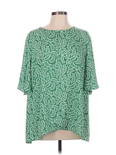Pre-owned Liz Claiborne Short Sleeve Blouse In Green