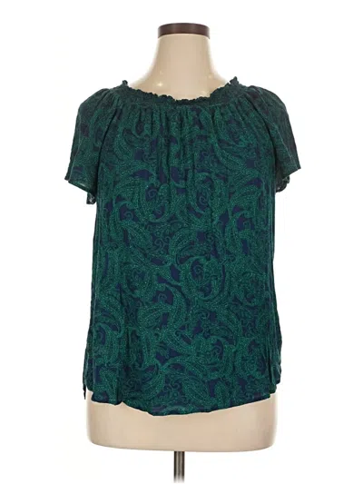 Pre-owned Liz Claiborne Short Sleeve Blouse In Green