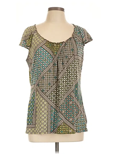 Pre-owned Liz Claiborne Short Sleeve Blouse In Green