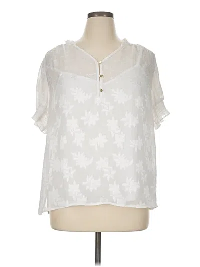 Pre-owned Liz Claiborne Short Sleeve Blouse In Ivory
