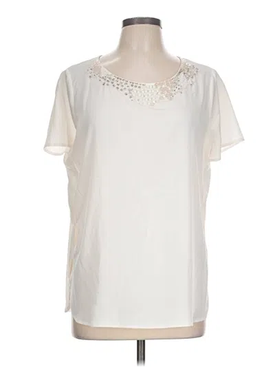 Pre-owned Liz Claiborne Short Sleeve Blouse In Ivory