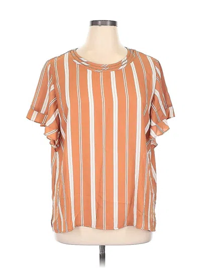 Pre-owned Liz Claiborne Short Sleeve Blouse In Orange
