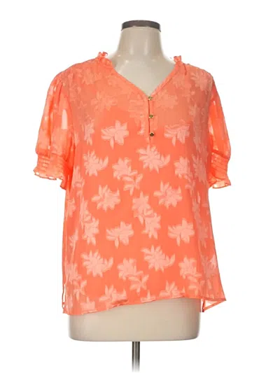 Pre-owned Liz Claiborne Short Sleeve Blouse In Orange