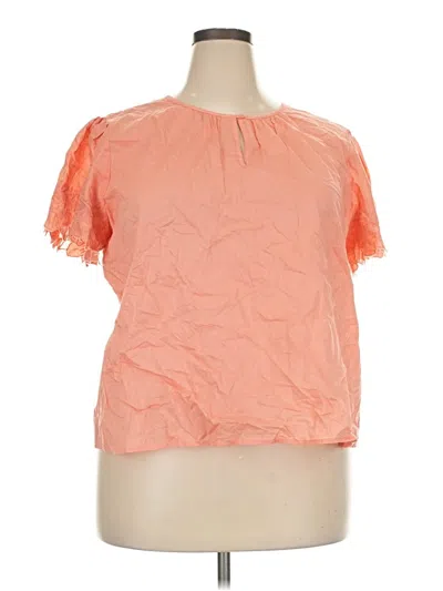 Pre-owned Liz Claiborne Short Sleeve Blouse In Orange
