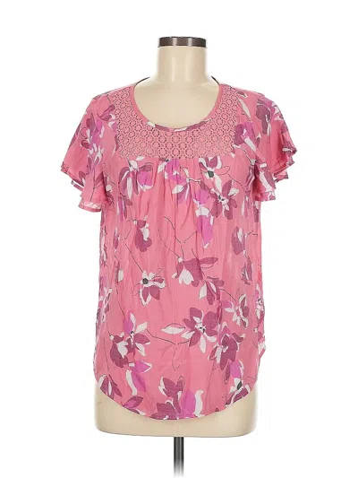 Pre-owned Liz Claiborne Short Sleeve Blouse In Pink