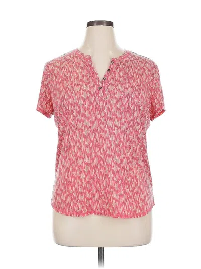 Pre-owned Liz Claiborne Short Sleeve Blouse In Pink