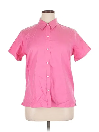 Pre-owned Liz Claiborne Short Sleeve Blouse In Pink