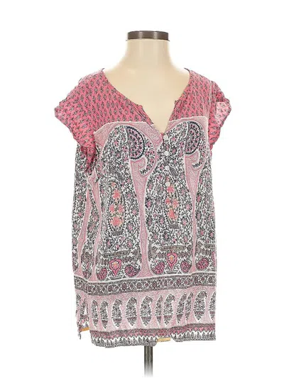 Pre-owned Liz Claiborne Short Sleeve Blouse In Pink