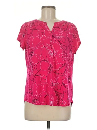 Pre-owned Liz Claiborne Short Sleeve Blouse In Pink