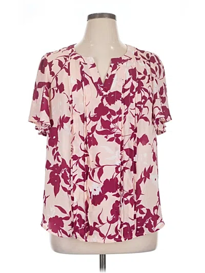 Pre-owned Liz Claiborne Short Sleeve Blouse In Pink