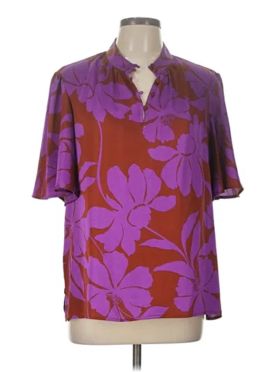Pre-owned Liz Claiborne Short Sleeve Blouse In Purple