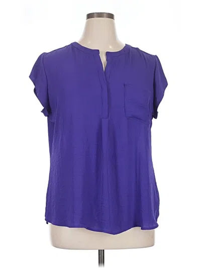 Pre-owned Liz Claiborne Short Sleeve Blouse In Purple