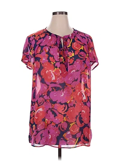 Pre-owned Liz Claiborne Short Sleeve Blouse In Purple