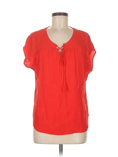 Pre-owned Liz Claiborne Short Sleeve Blouse In Red