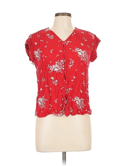 Pre-owned Liz Claiborne Short Sleeve Blouse In Red