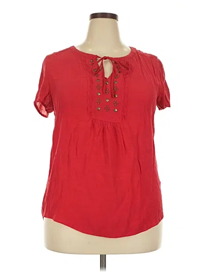 Pre-owned Liz Claiborne Short Sleeve Blouse In Red