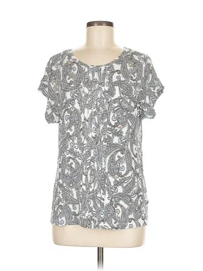 Pre-owned Liz Claiborne Short Sleeve Blouse In Silver