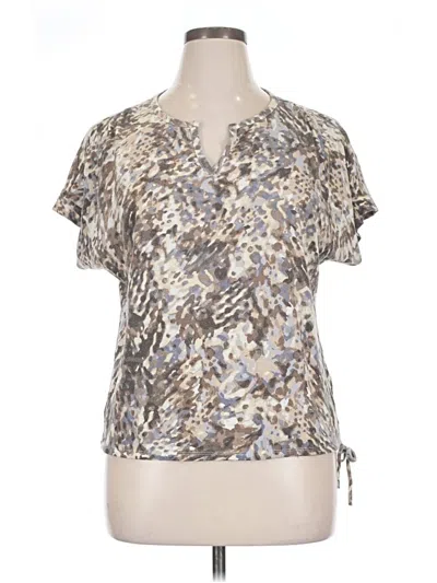 Pre-owned Liz Claiborne Short Sleeve Blouse In Silver