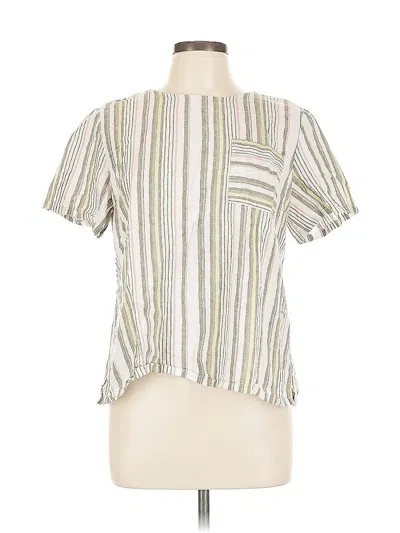 Pre-owned Liz Claiborne Short Sleeve Blouse In White