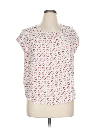 Pre-owned Liz Claiborne Short Sleeve Blouse In White