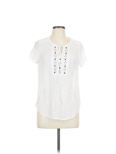 Pre-owned Liz Claiborne Short Sleeve Blouse In White