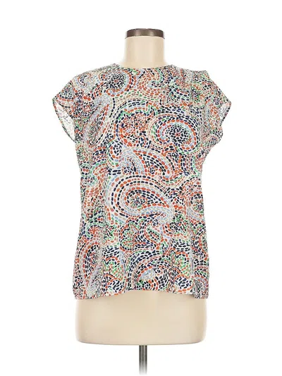 Pre-owned Liz Claiborne Short Sleeve Blouse In White