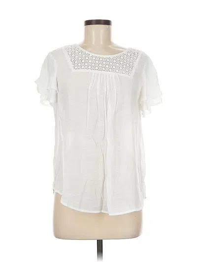 Pre-owned Liz Claiborne Short Sleeve Blouse In White