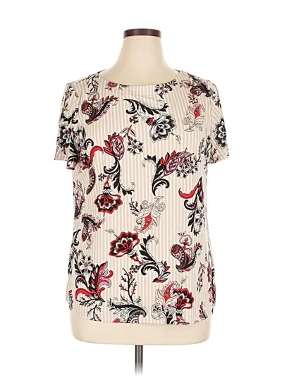 Pre-owned Liz Claiborne Short Sleeve Blouse In White