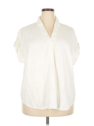 Pre-owned Liz Claiborne Short Sleeve Blouse In White
