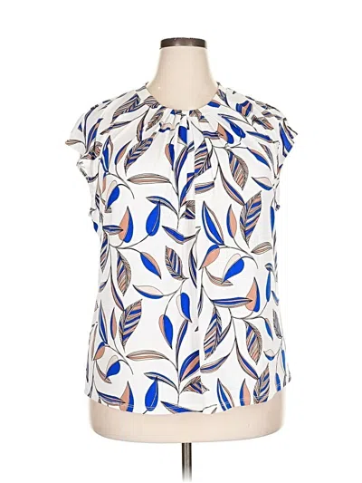 Pre-owned Liz Claiborne Short Sleeve Blouse In White