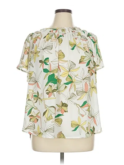Pre-owned Liz Claiborne Short Sleeve Blouse In White