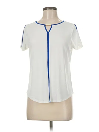 Pre-owned Liz Claiborne Short Sleeve Blouse In White