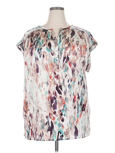 Pre-owned Liz Claiborne Short Sleeve Blouse In White